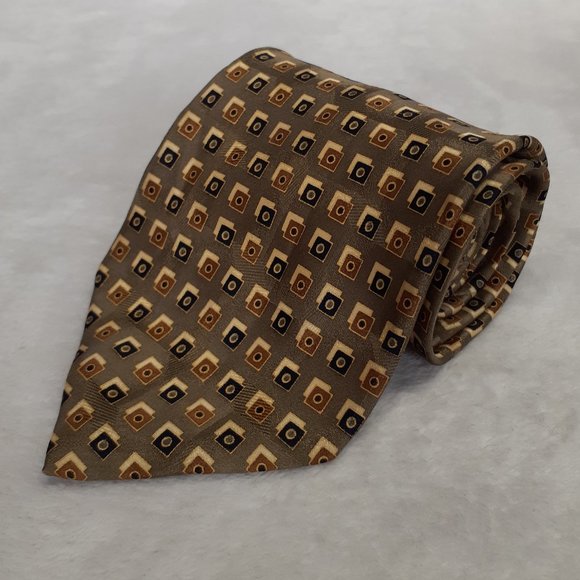 Bergamo New York Men's Tie Geometric Silk 61 Inch - Picture 2 of 6